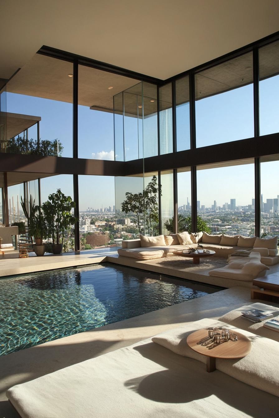 Sunken Living Room Next to the Pool