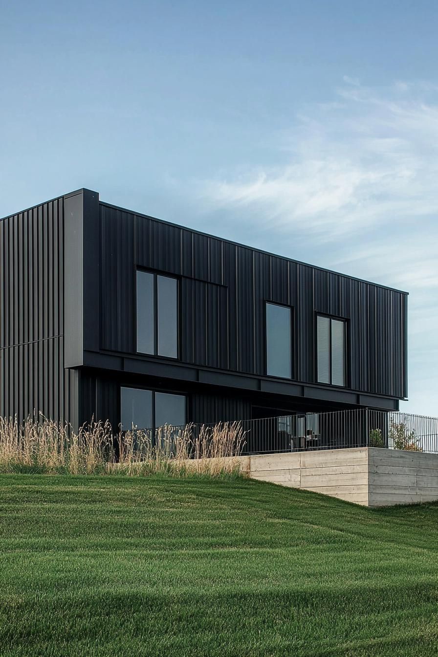 Bunker-style Home With Sleek Black Metal - photo 2
