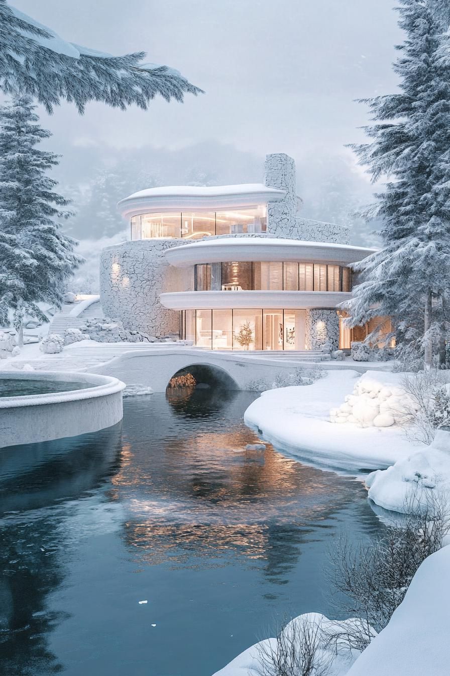 Hot Spring Snow-Covered Castle