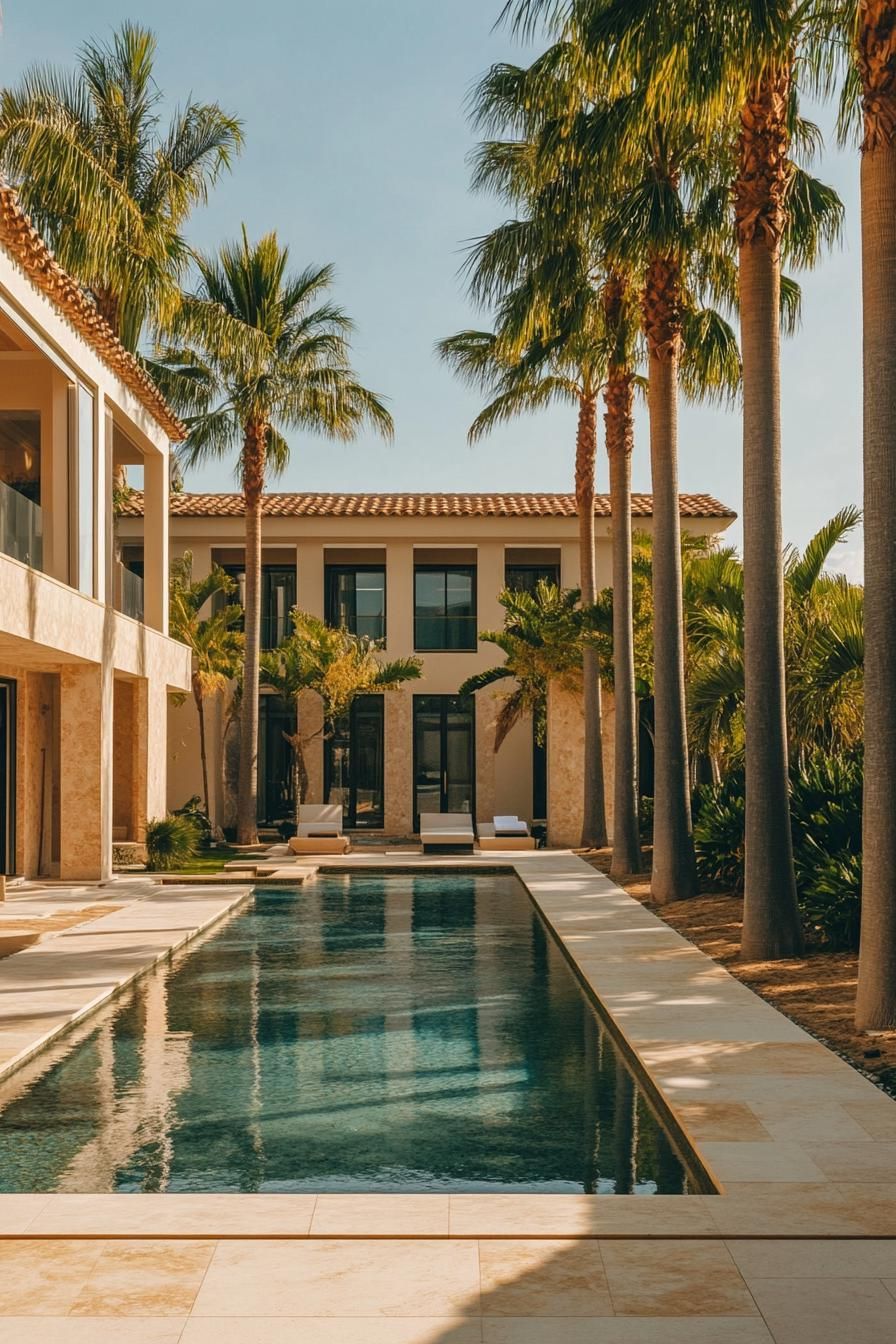 Villa With Pool and Palm Trees
