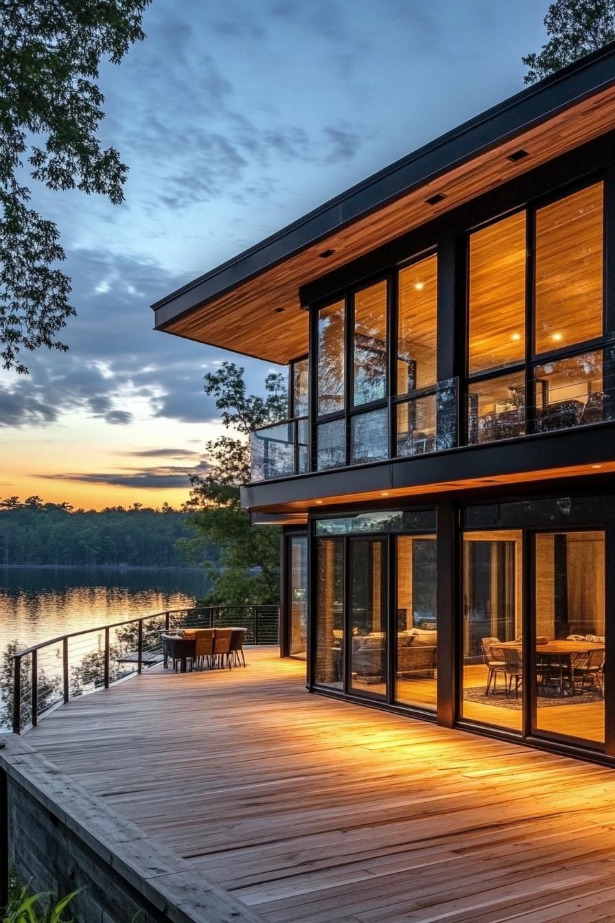 Lake-Facing Glass Walls In Wood Frames - photo 3