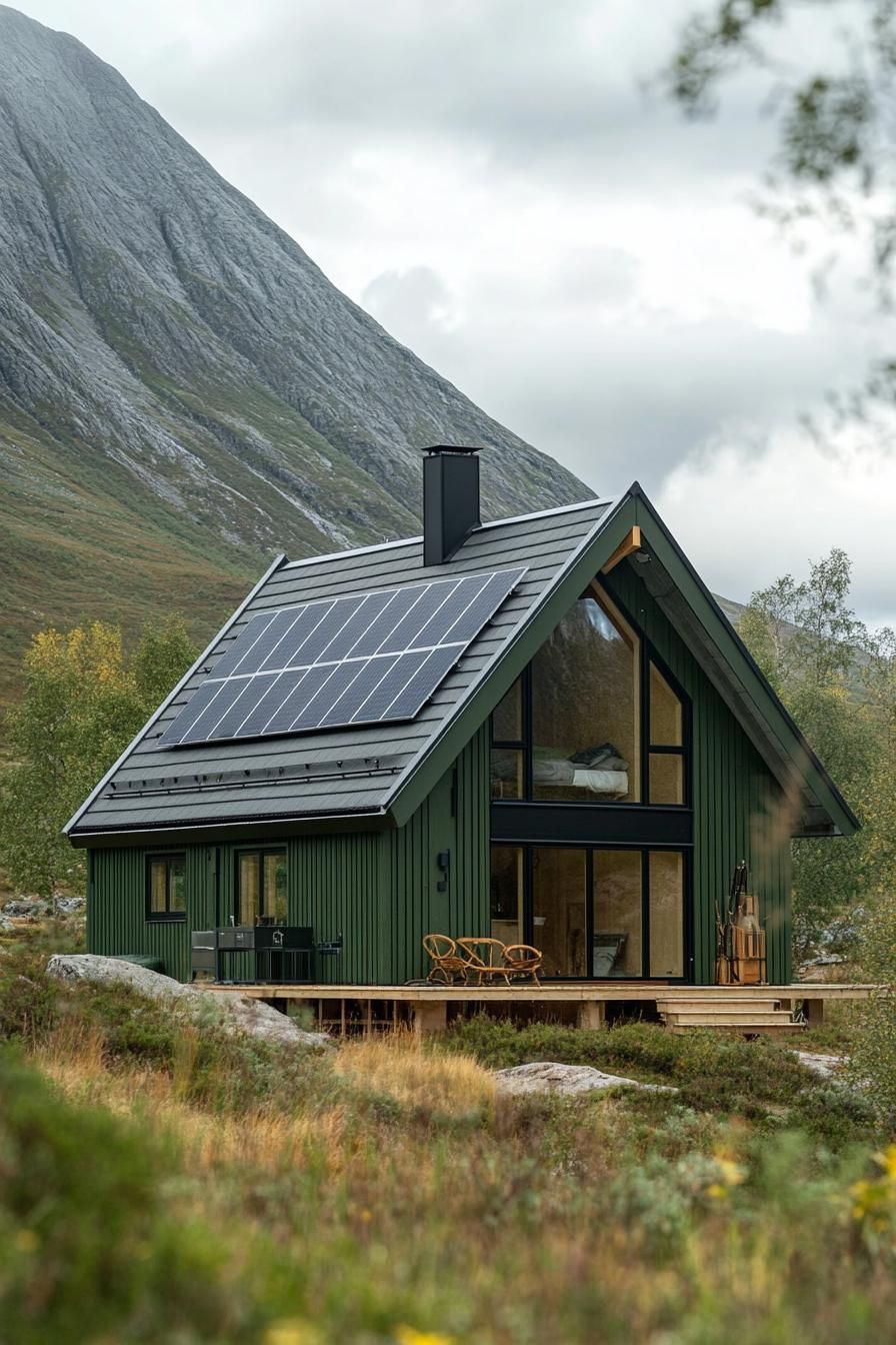 Chartreuse Siding With Solar Panel Design
