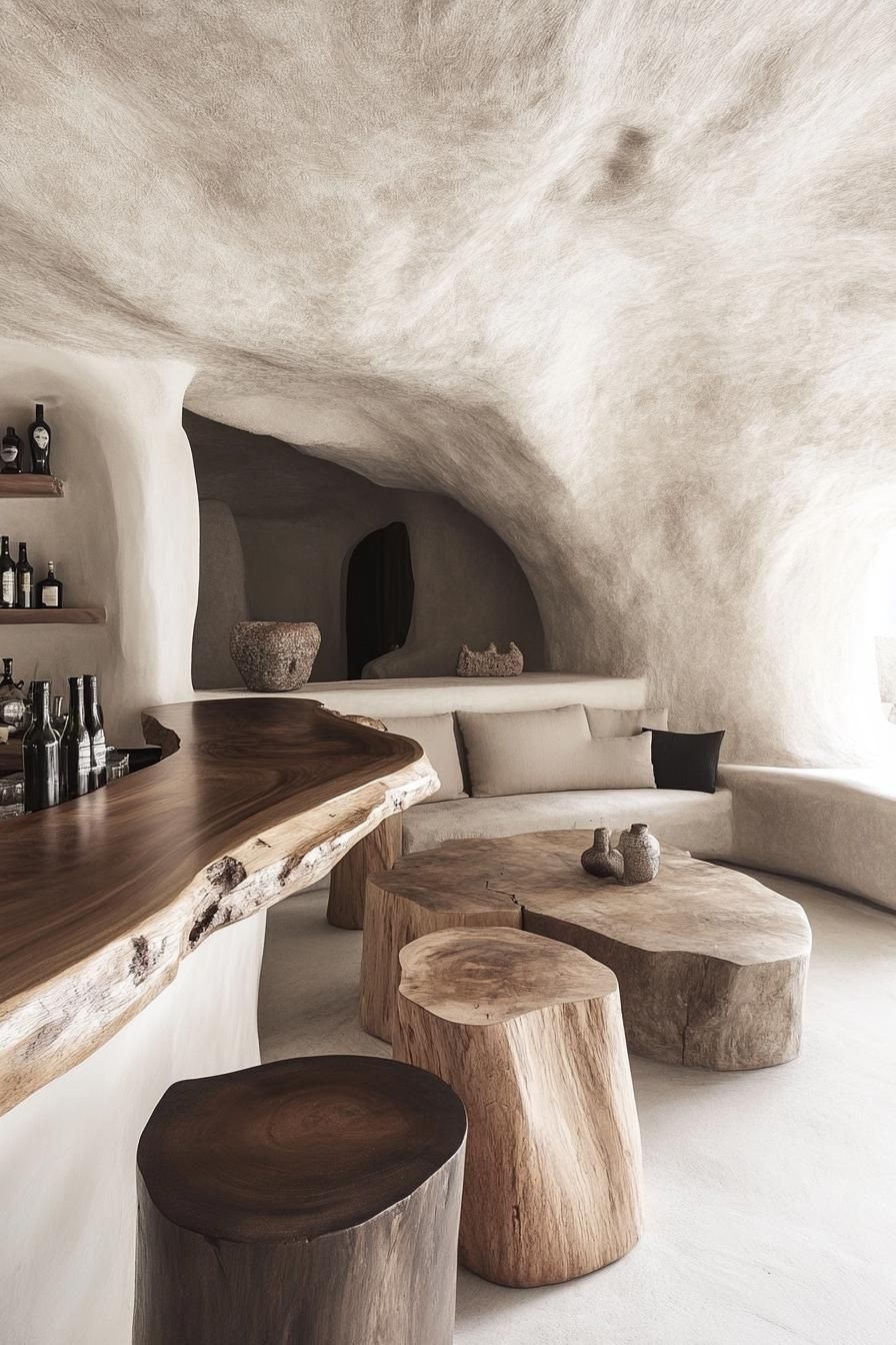 A Cave-Style Living Room With Rustic Touches