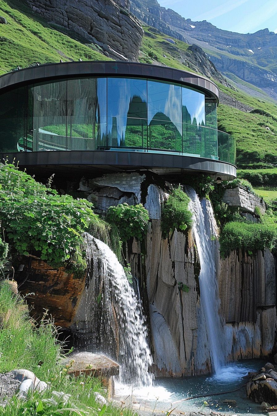 Glass Cabin Beside a Waterfall - photo 2