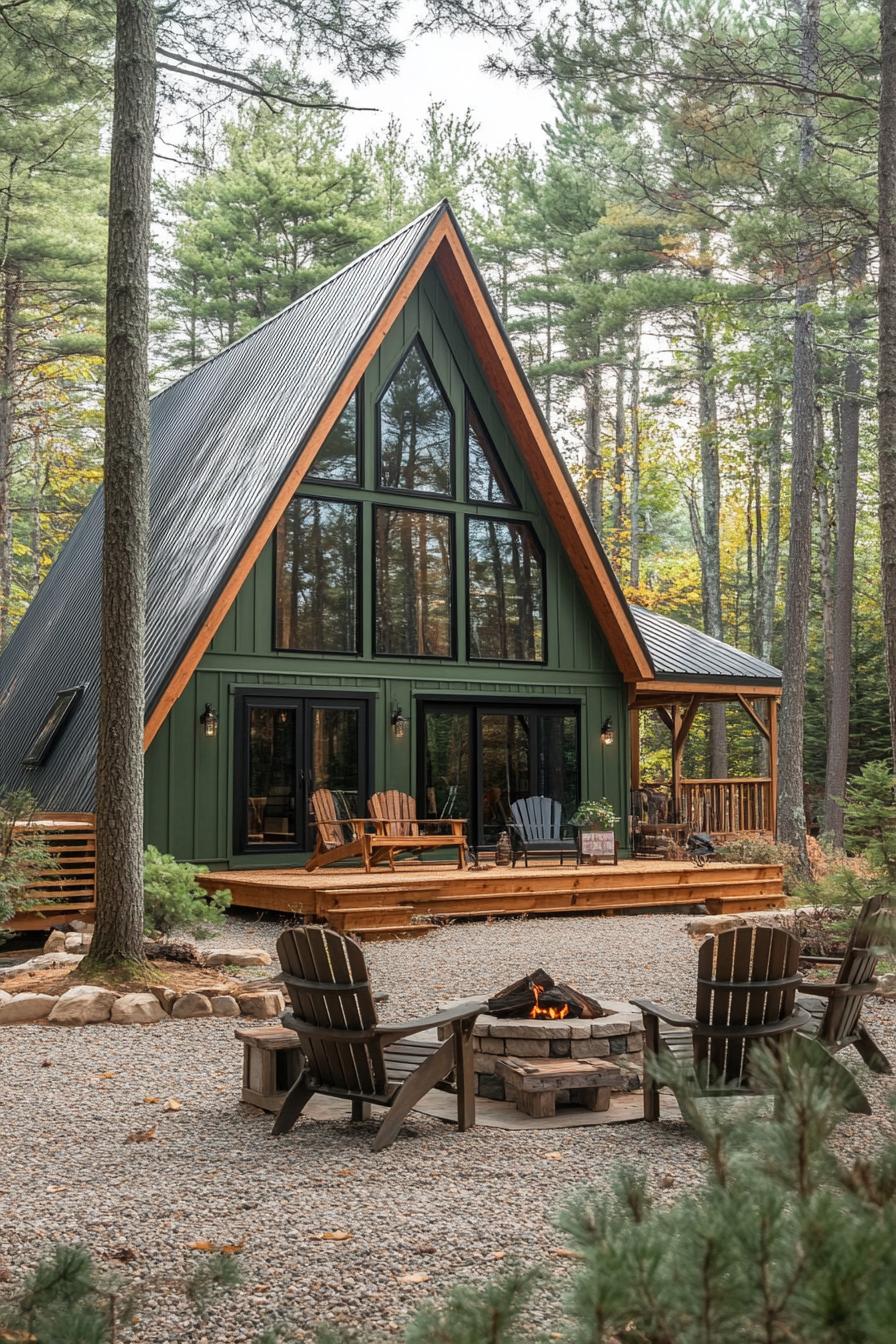 Large Cabin with Forest Green Siding