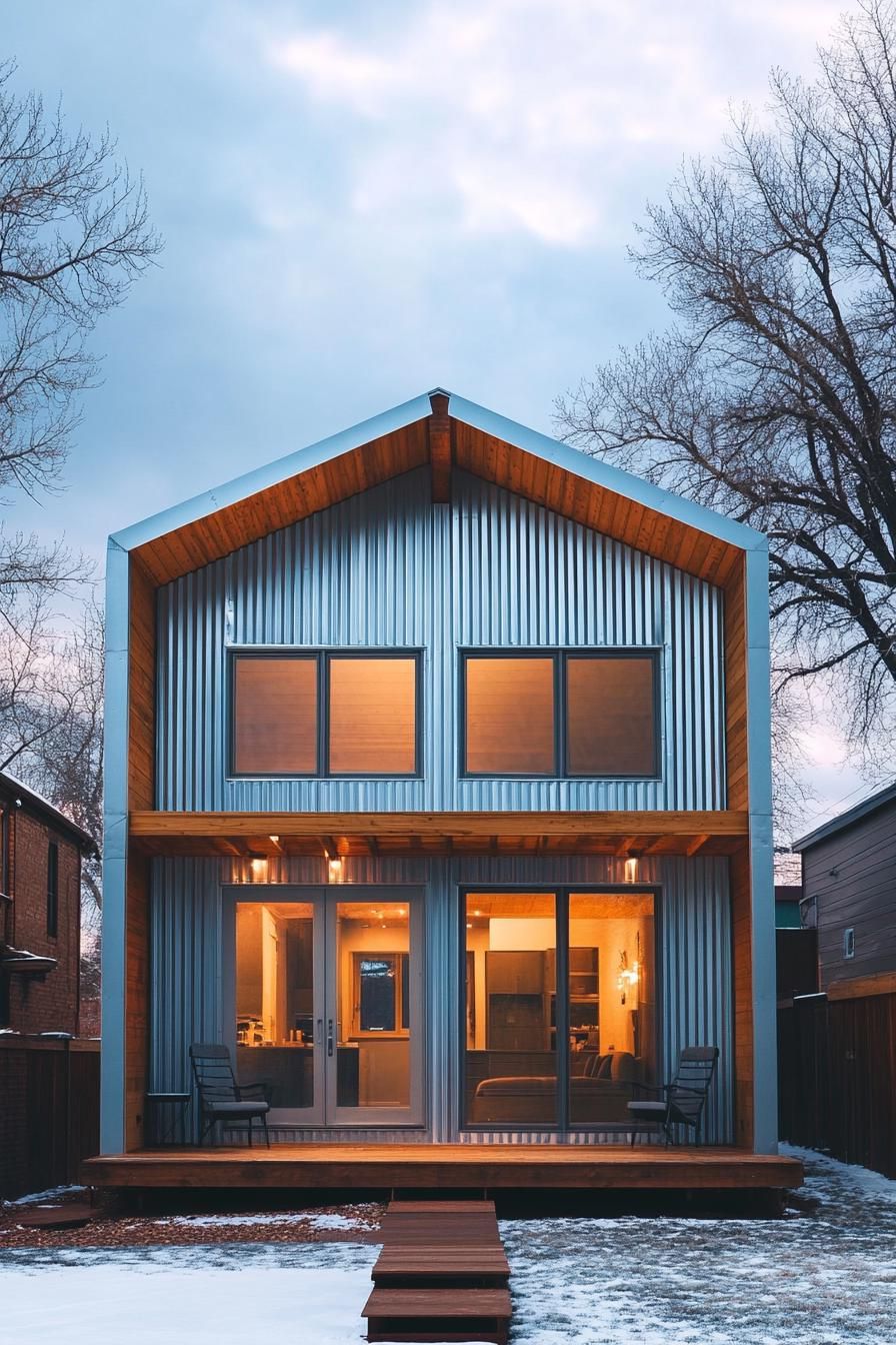 Corrugated Iron Siding With Exposed Wood Beams - photo 3