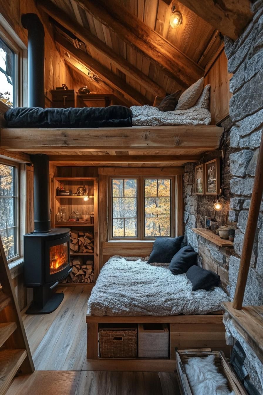 Tiny Mountain Home With Compact Stone Fireplace - photo 3