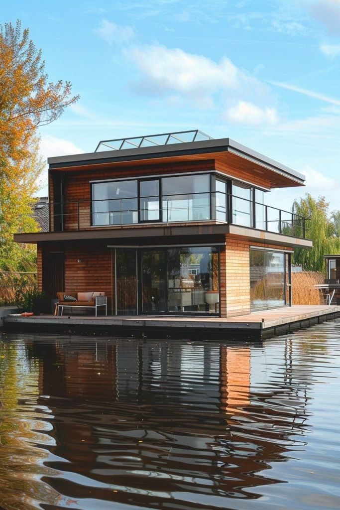 Floating Home With Retractable Roofing