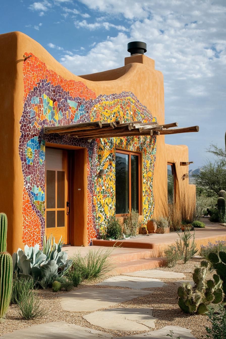 Adobe Homes With Bold Mosaic Wall Designs
