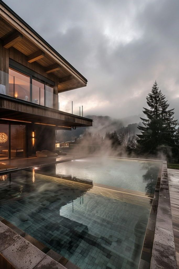 Geothermal Pools with Rising Steam
