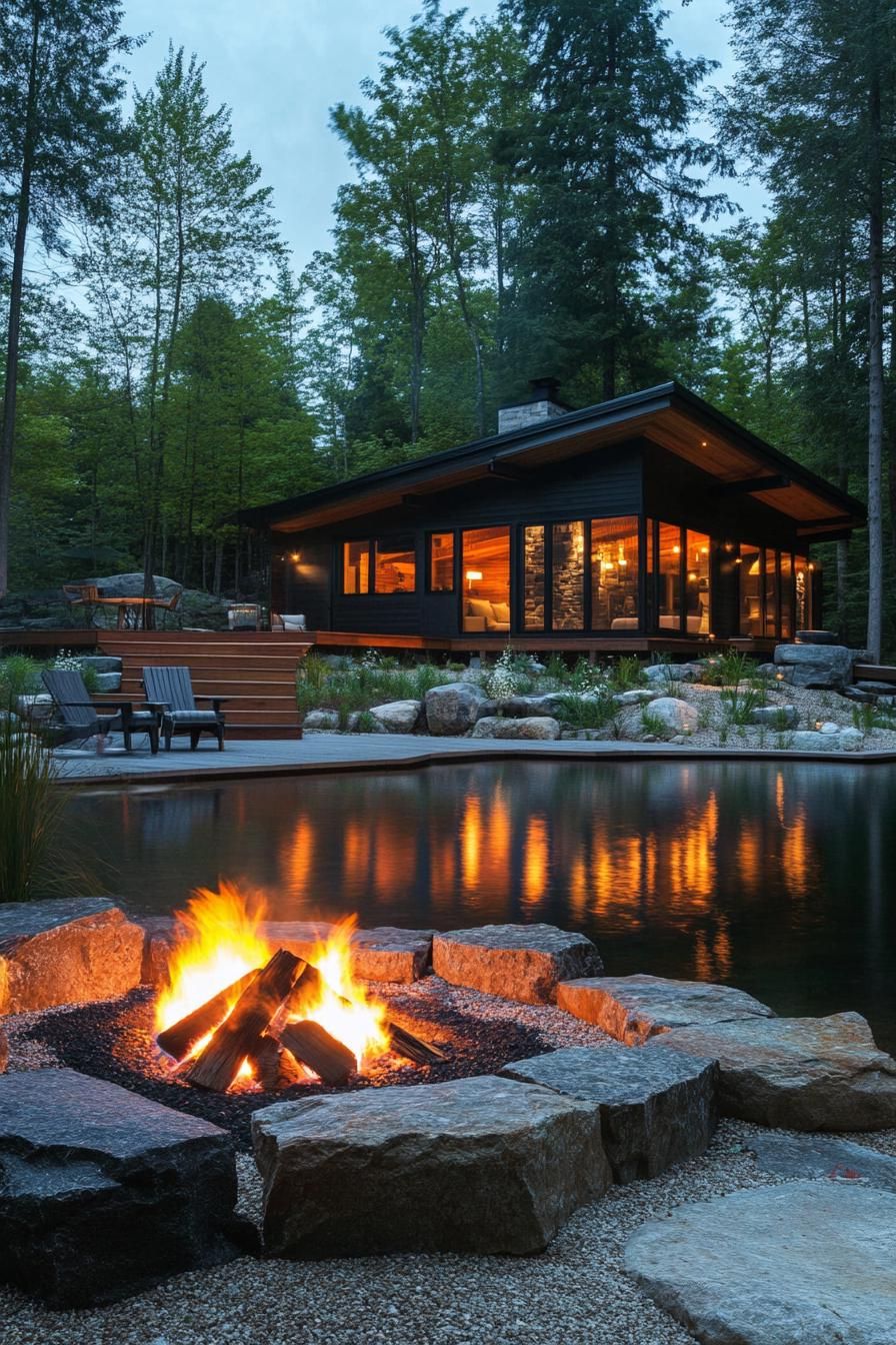 Rustic Lodges With Lakeside Fire Pits