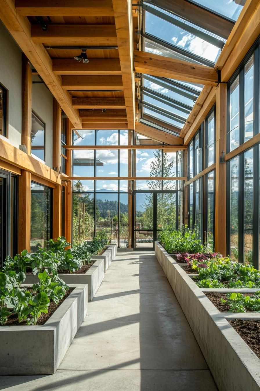 Glass-Roofed Eco Greenhouse in the Sun