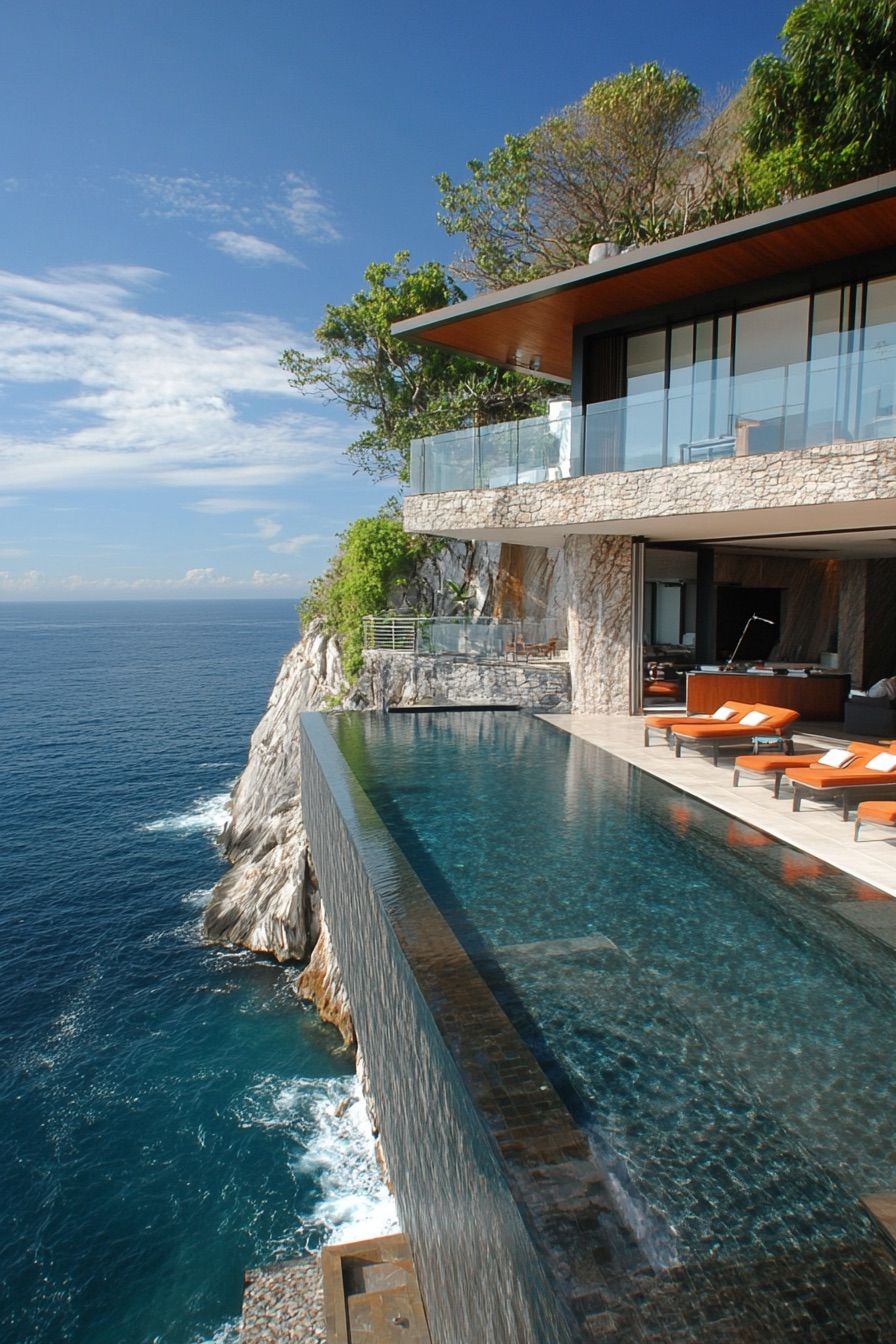 Cantilevered Glass House With Infinity Pool