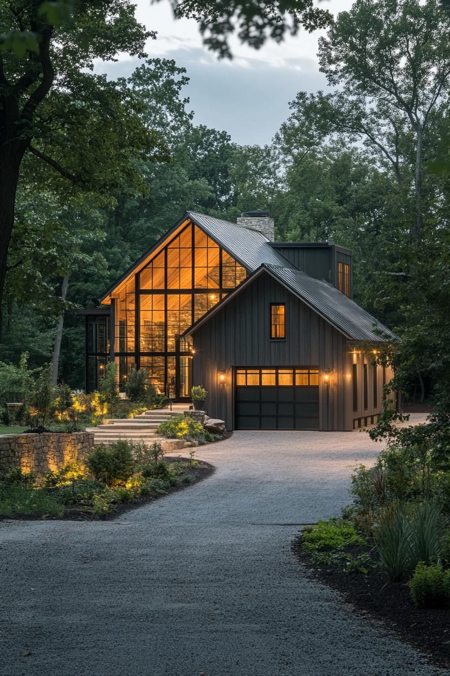 Steel and Glass Barn-Style Garage