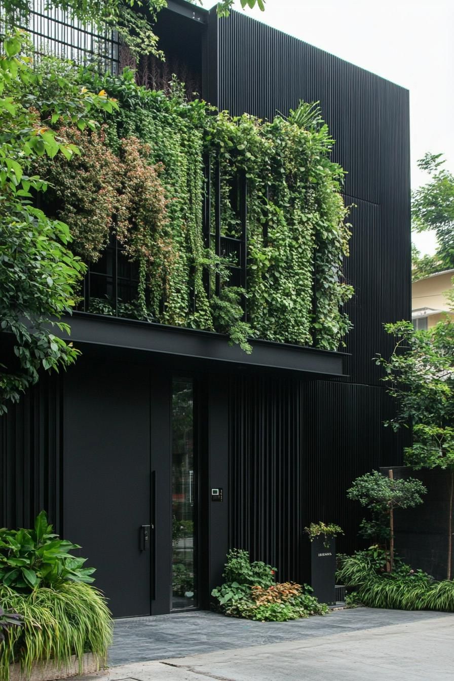 Black Steel Fencing With A Green Vertical Garden