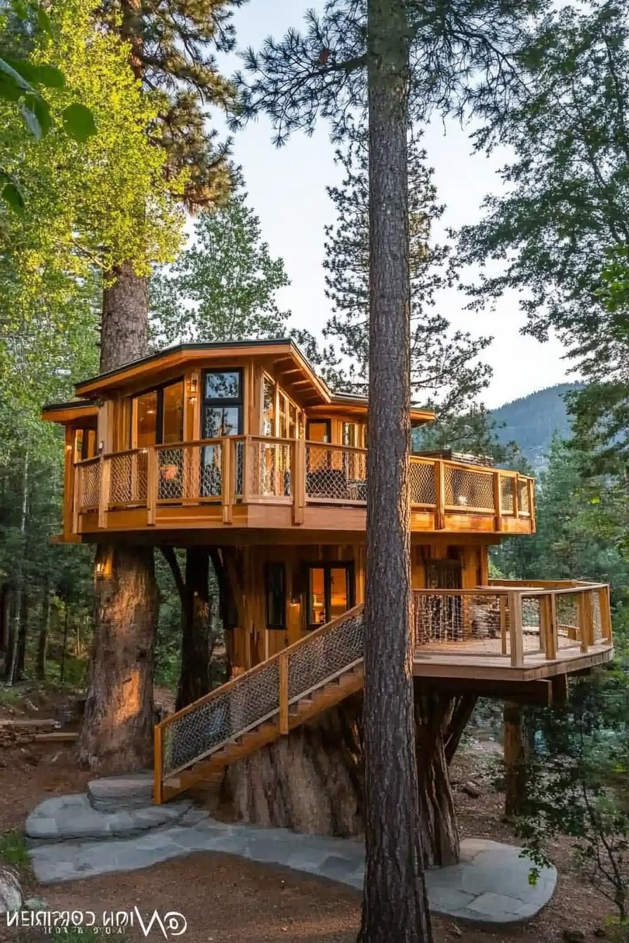 Elevated Treehouses With Rope Bridge Access - photo 2