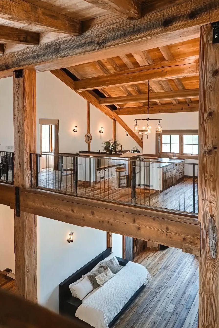 Wooden Beams Inside a Lofted Barn Interior - photo 4