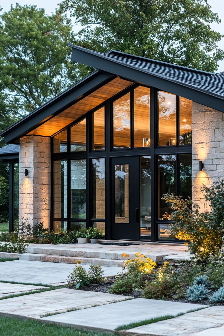 Triangular Glass Front Ranch House