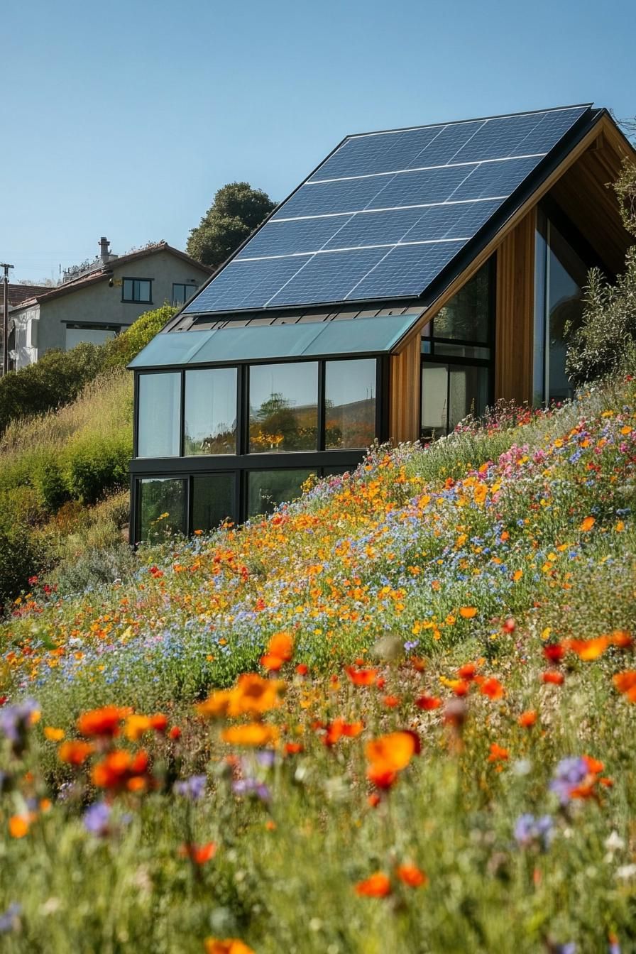 Solar-Powered Eco House on a Hillside