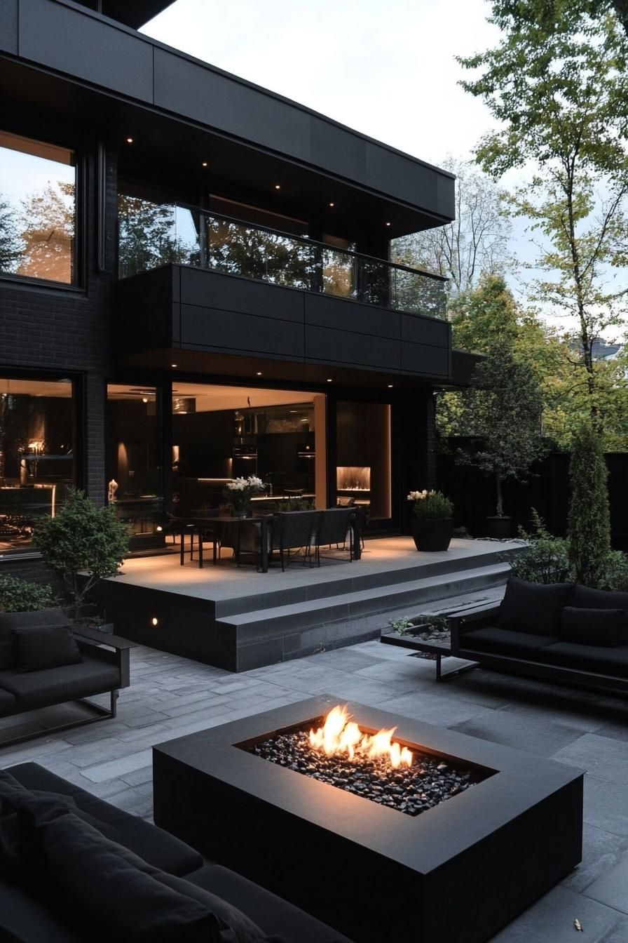 All-Black Patio Furniture Around A Fire Pit - photo 4