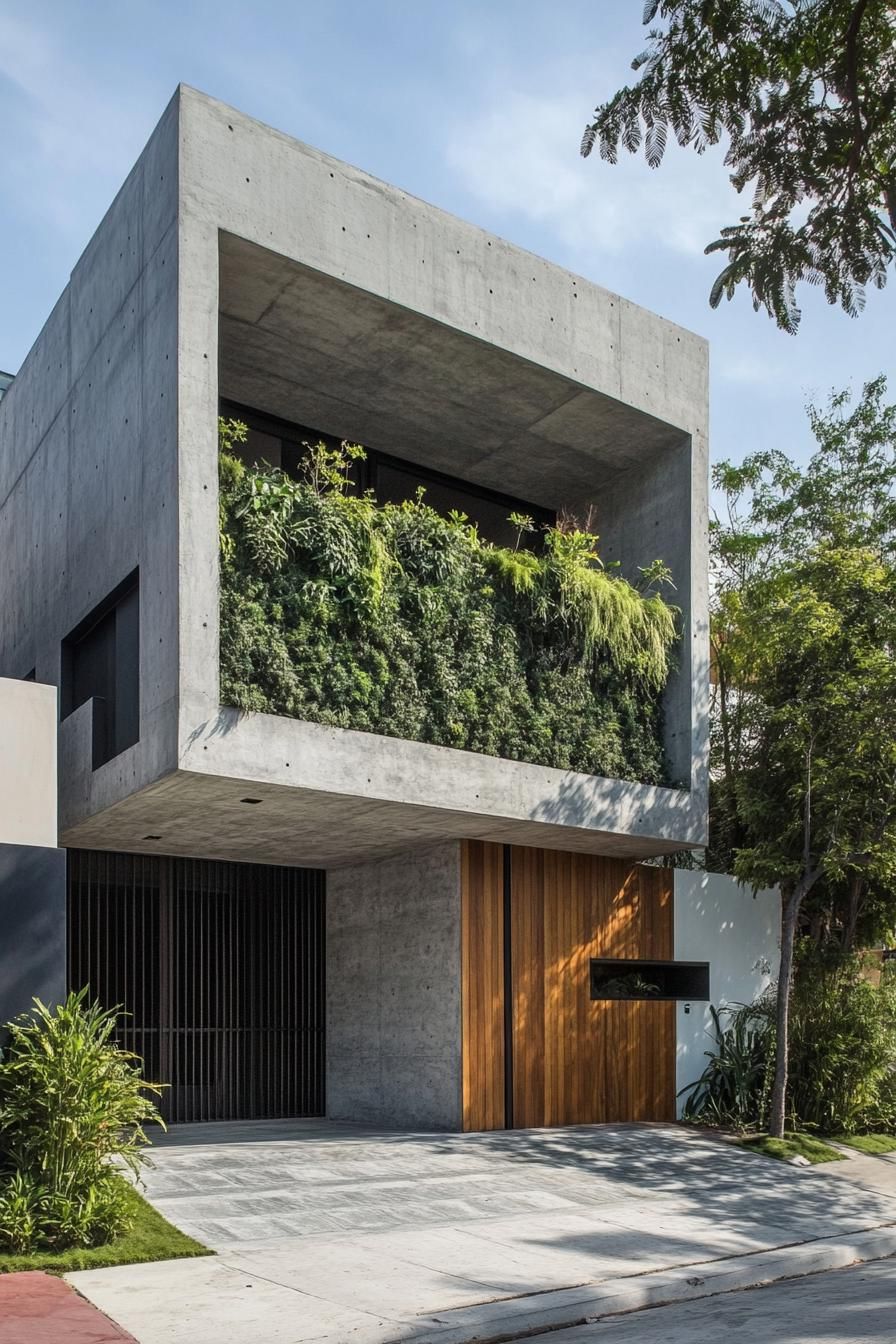 Minimalist Concrete Facades With Vertical Gardens - photo 2