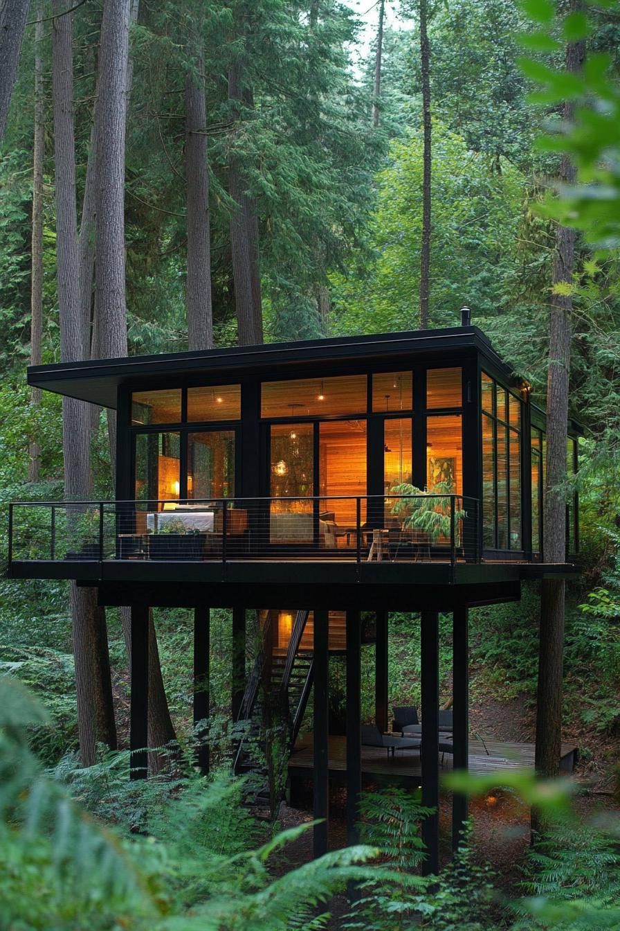 Stilted Forest Lodge With Modern Design