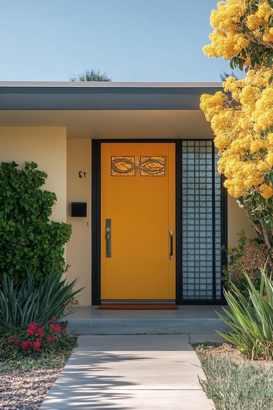 Lemon Yellow Door With Geometric Inlay Details - photo 3