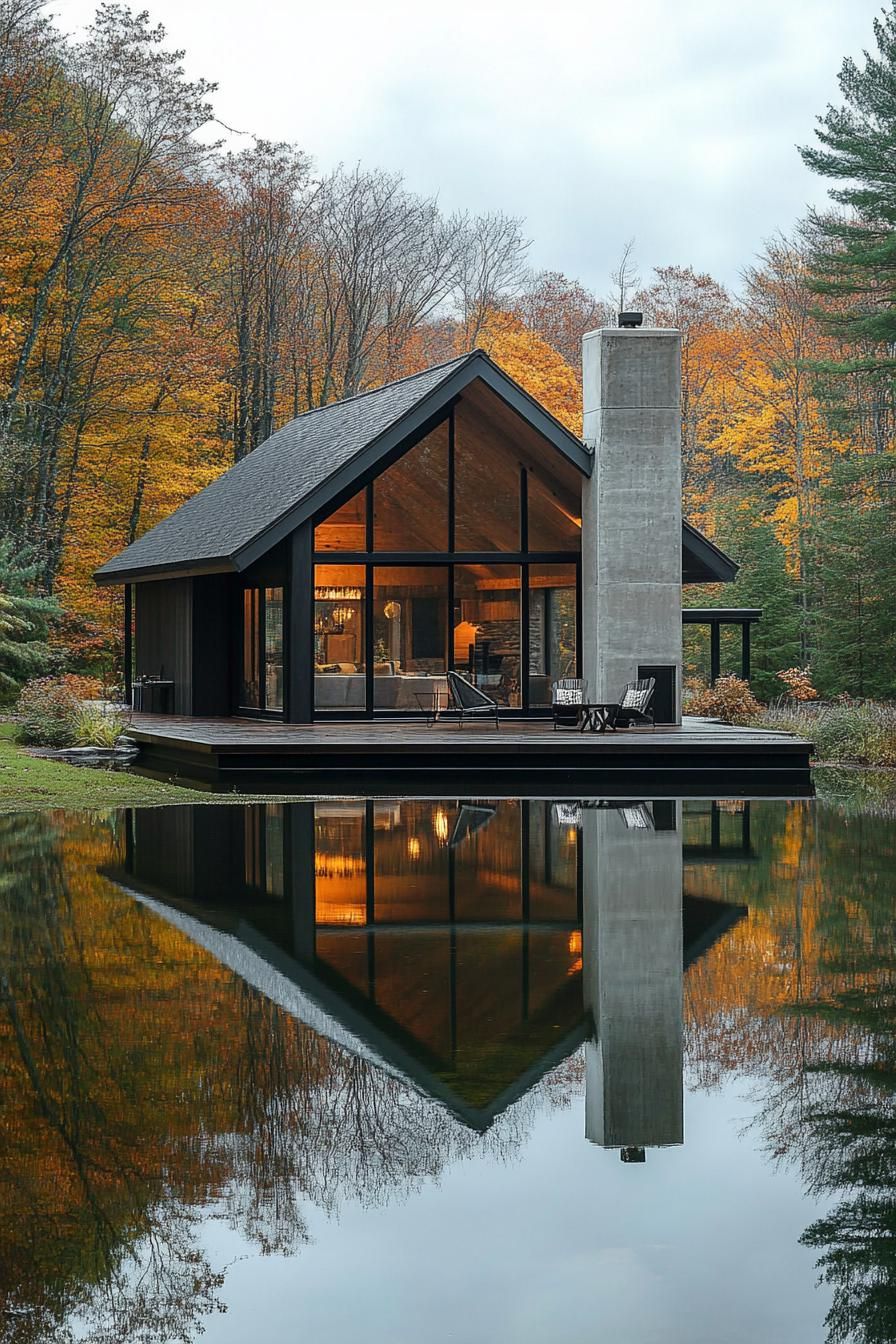 A Modern Cottage Mirrored in the Lake