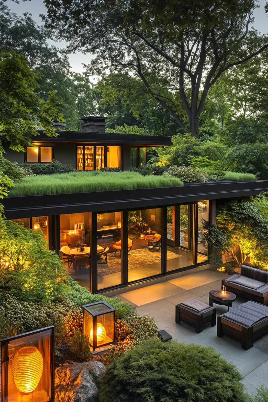 Rooftop Garden Seating With Japanese Lanterns - photo 4