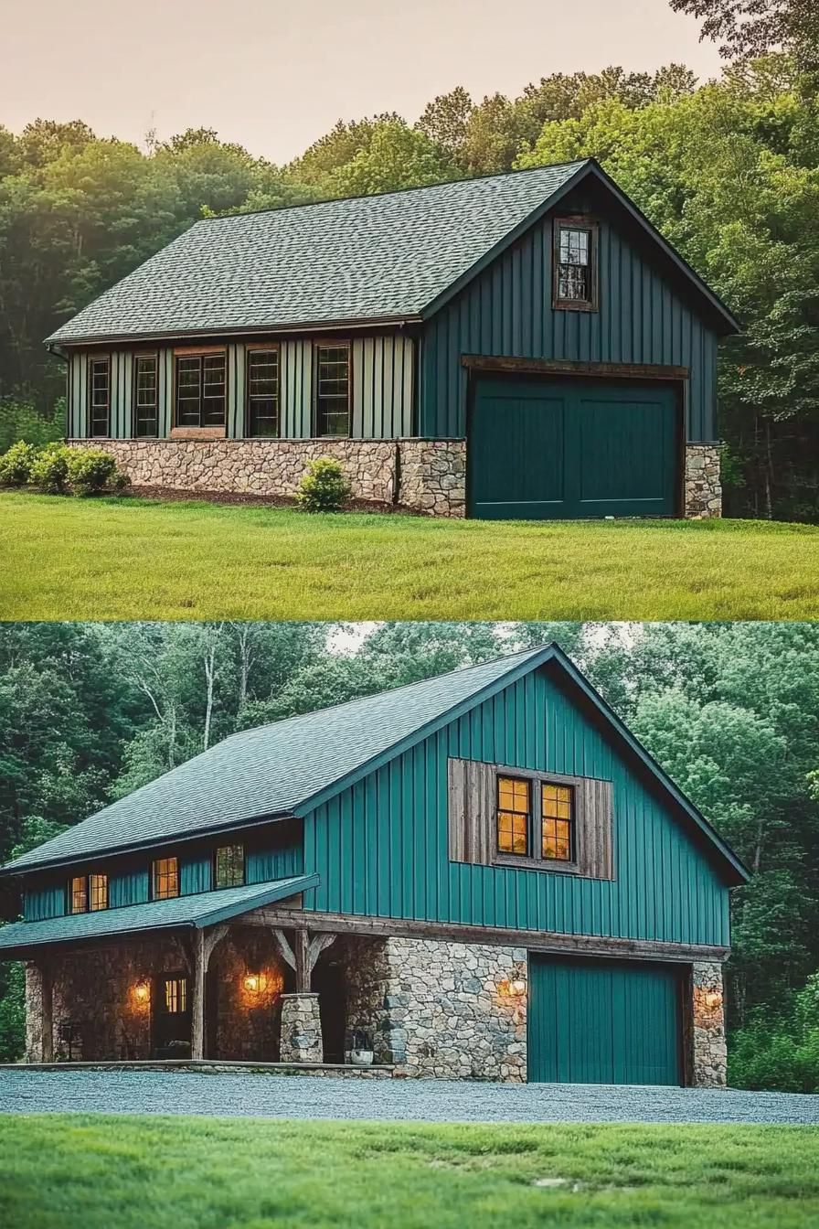 Stone Foundation Paired With Teal Cladding - photo 4