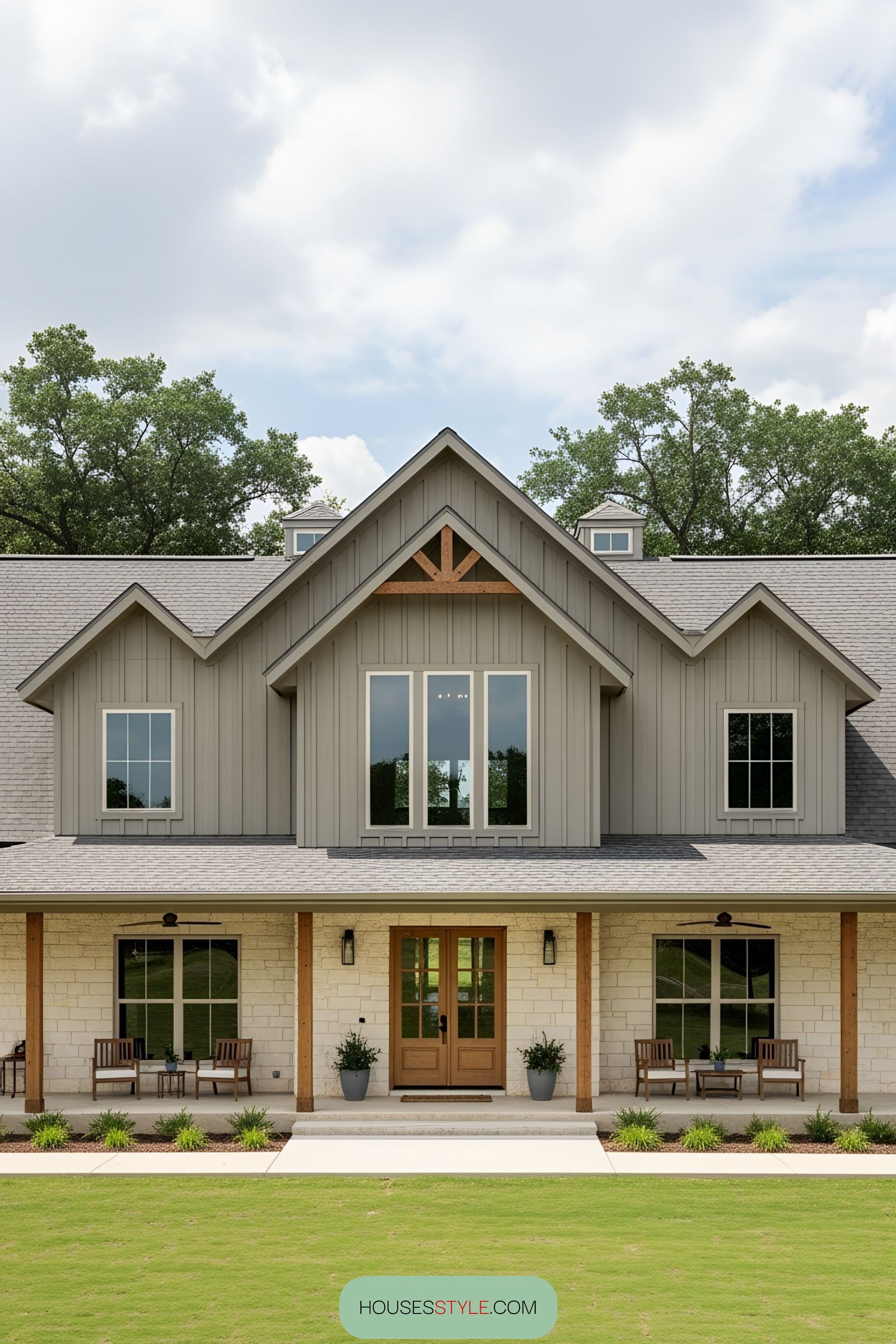 A Barnyard Bungalow with a Cheerful Wraparound Porch