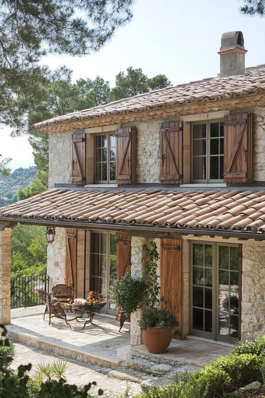 Wooden Shutters Paired With Metal Roofing