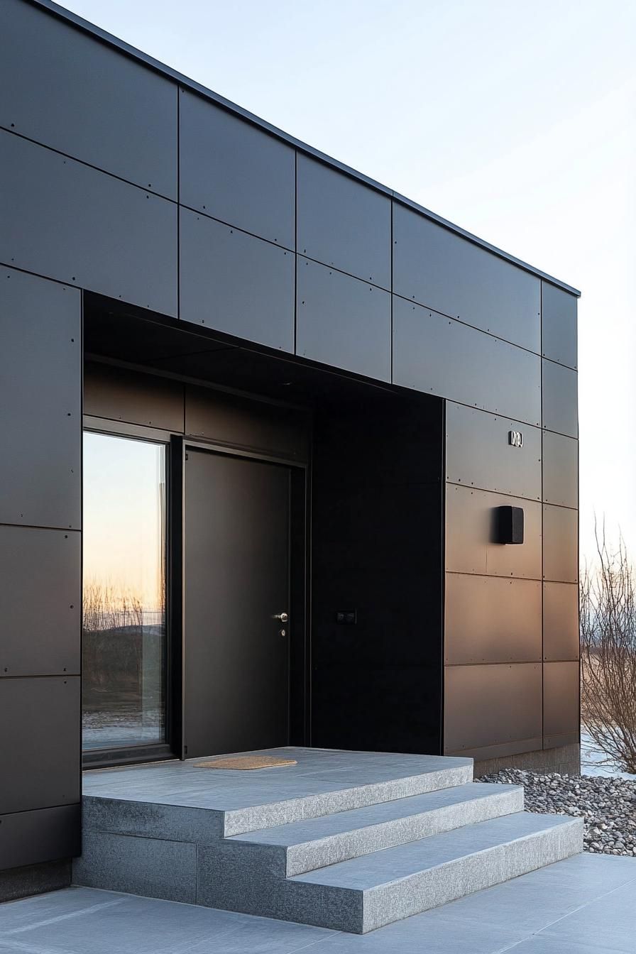 Bunker-style Home With Sleek Black Metal