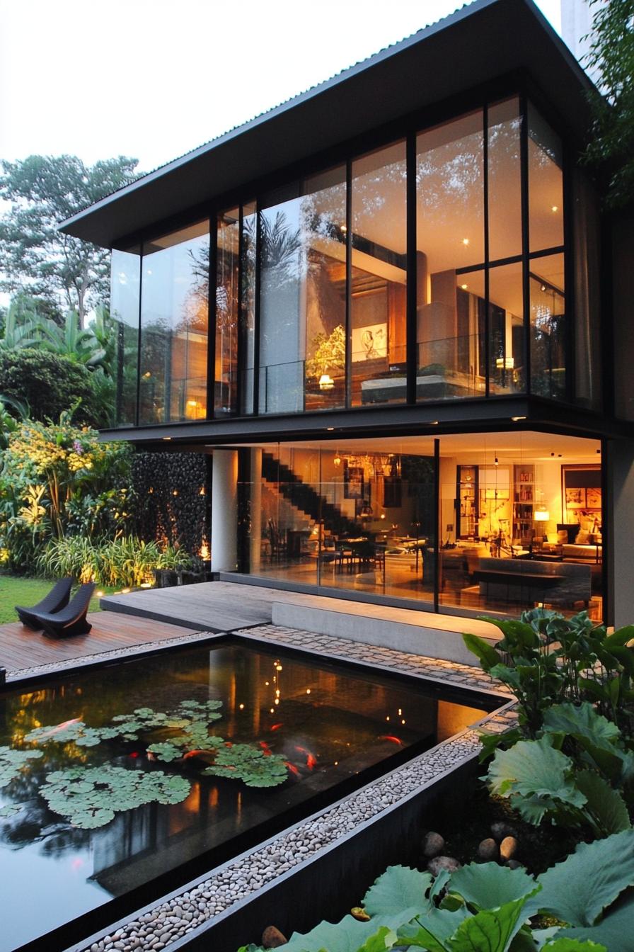 Glass Walls Opening to a Serene Garden