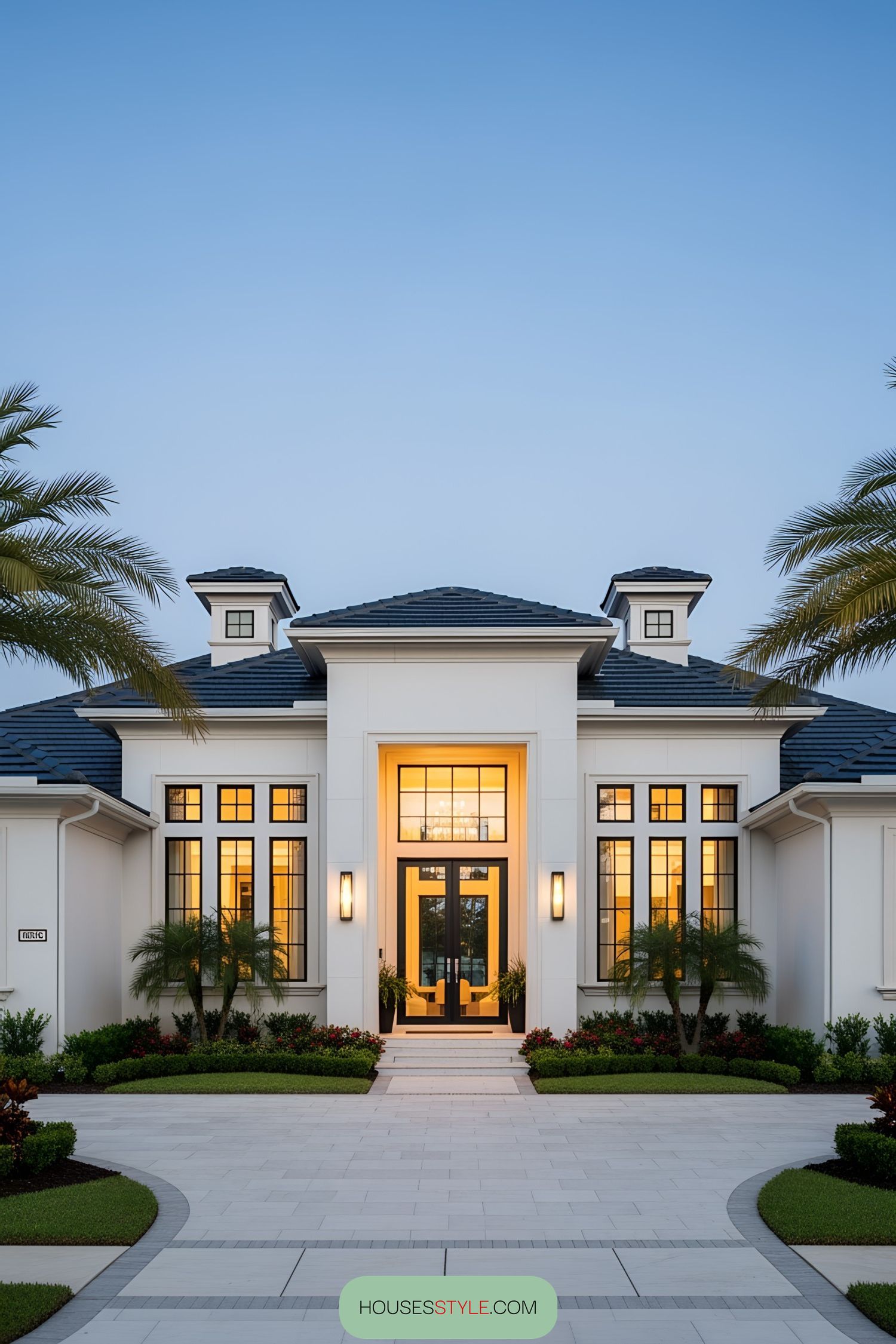 A Sleek Home Lit with Twinkling Lights