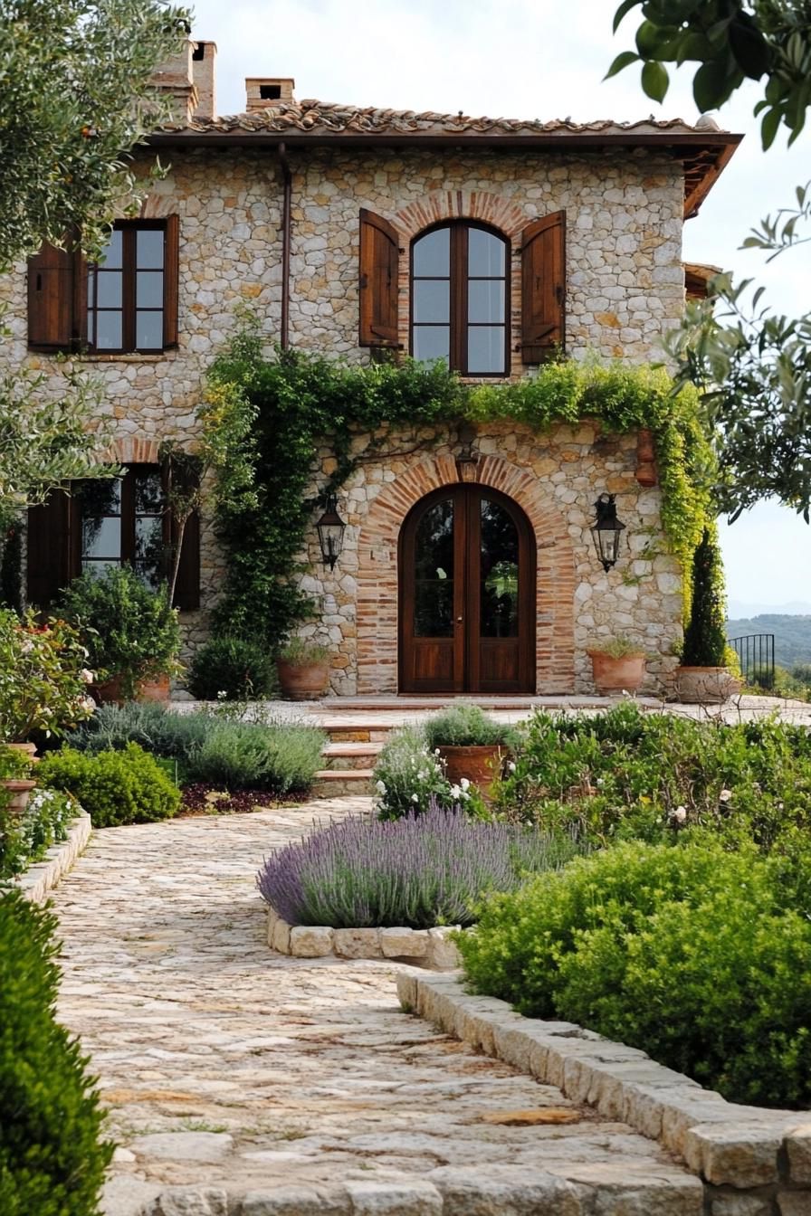 Stone Exteriors With Arched Wood Doors - photo 2