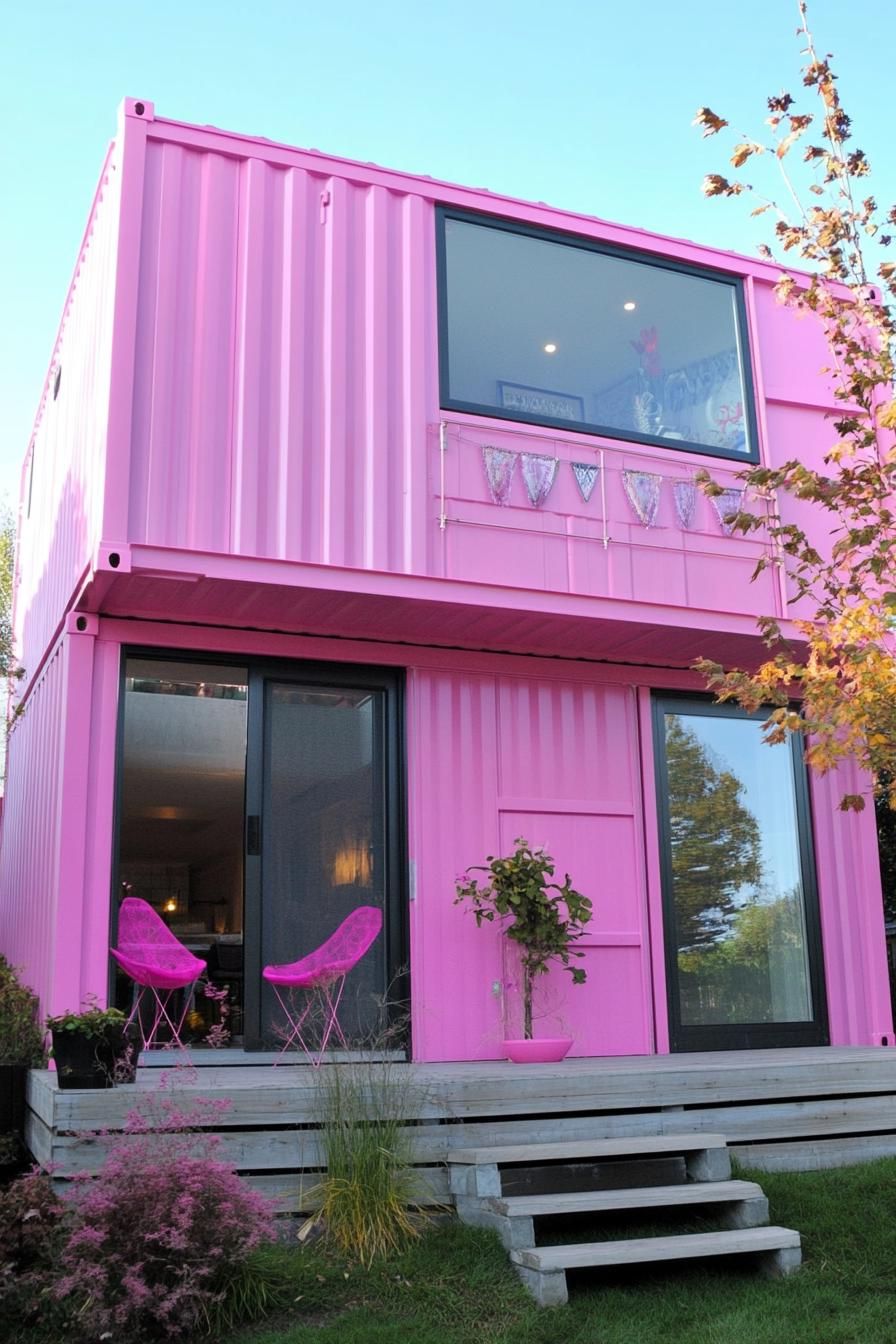 A Double-Decker Home In Bubblegum Pink