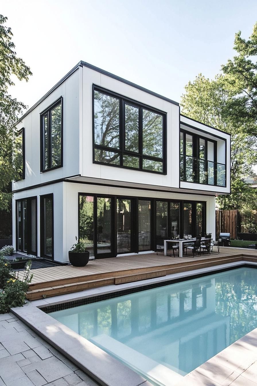 A Pool-Side Container Home With Patio Views