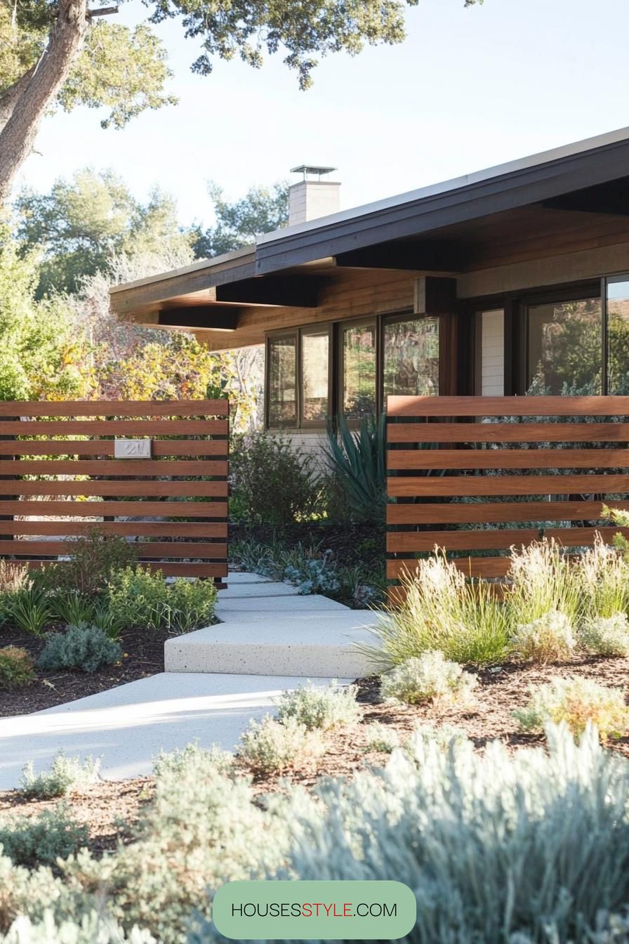Sleek, Horizontal Wood Slat Fencing - photo 2