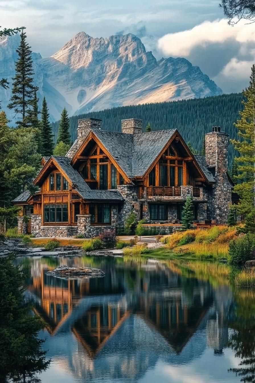 A Grand Mountain Mansion by the Lake