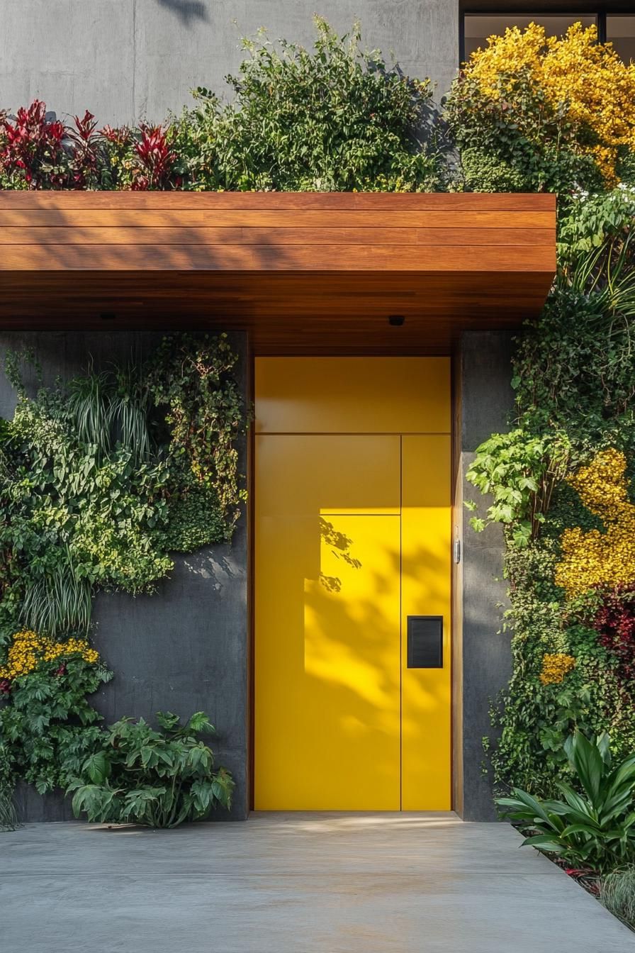 Yellow Door With Horizontal Wood Grain Texture