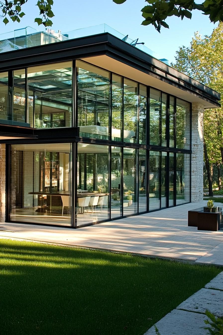 Glass-Walled Atrium Living Space