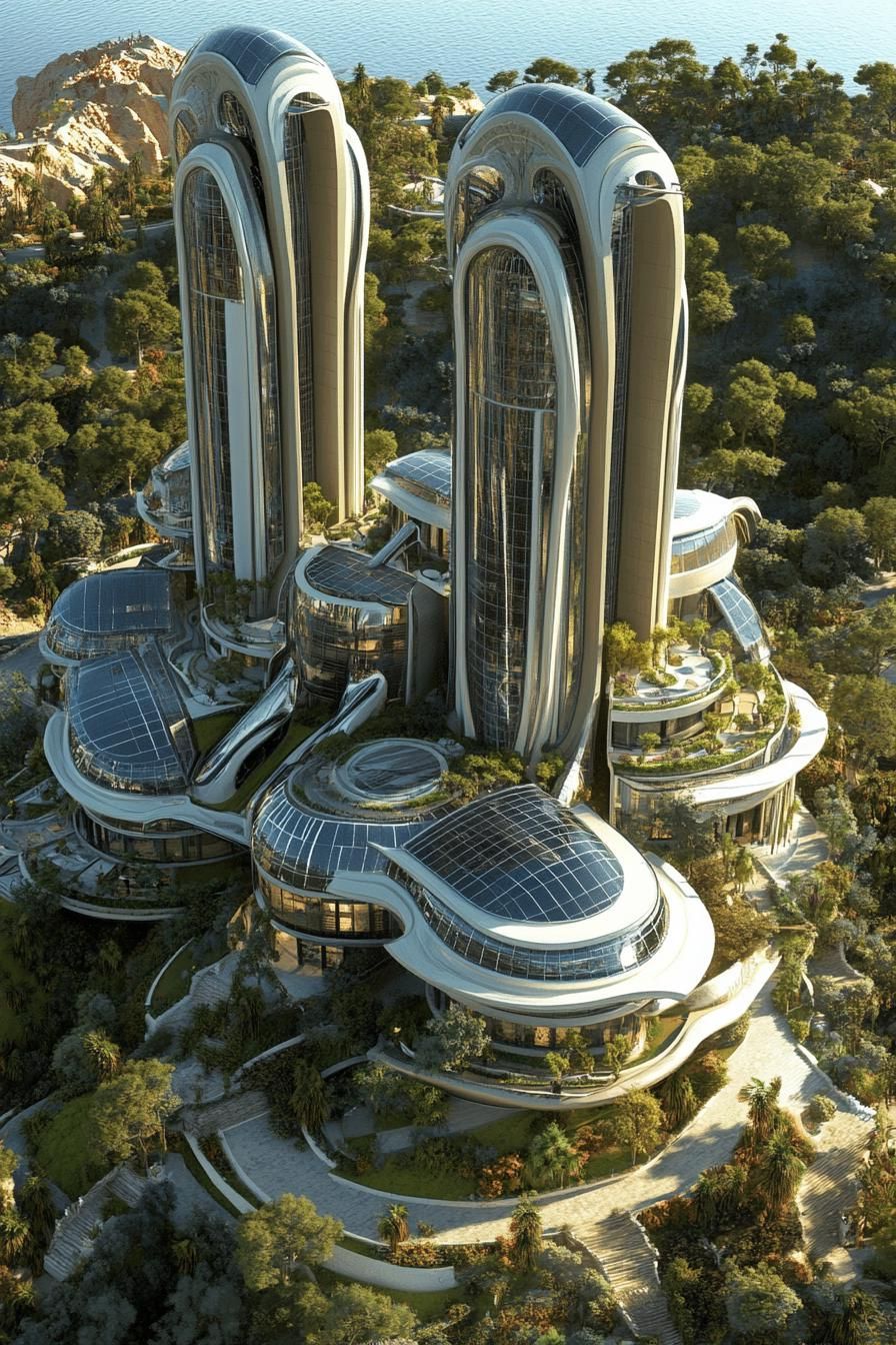 Solar-Powered Glass Tower Mansions