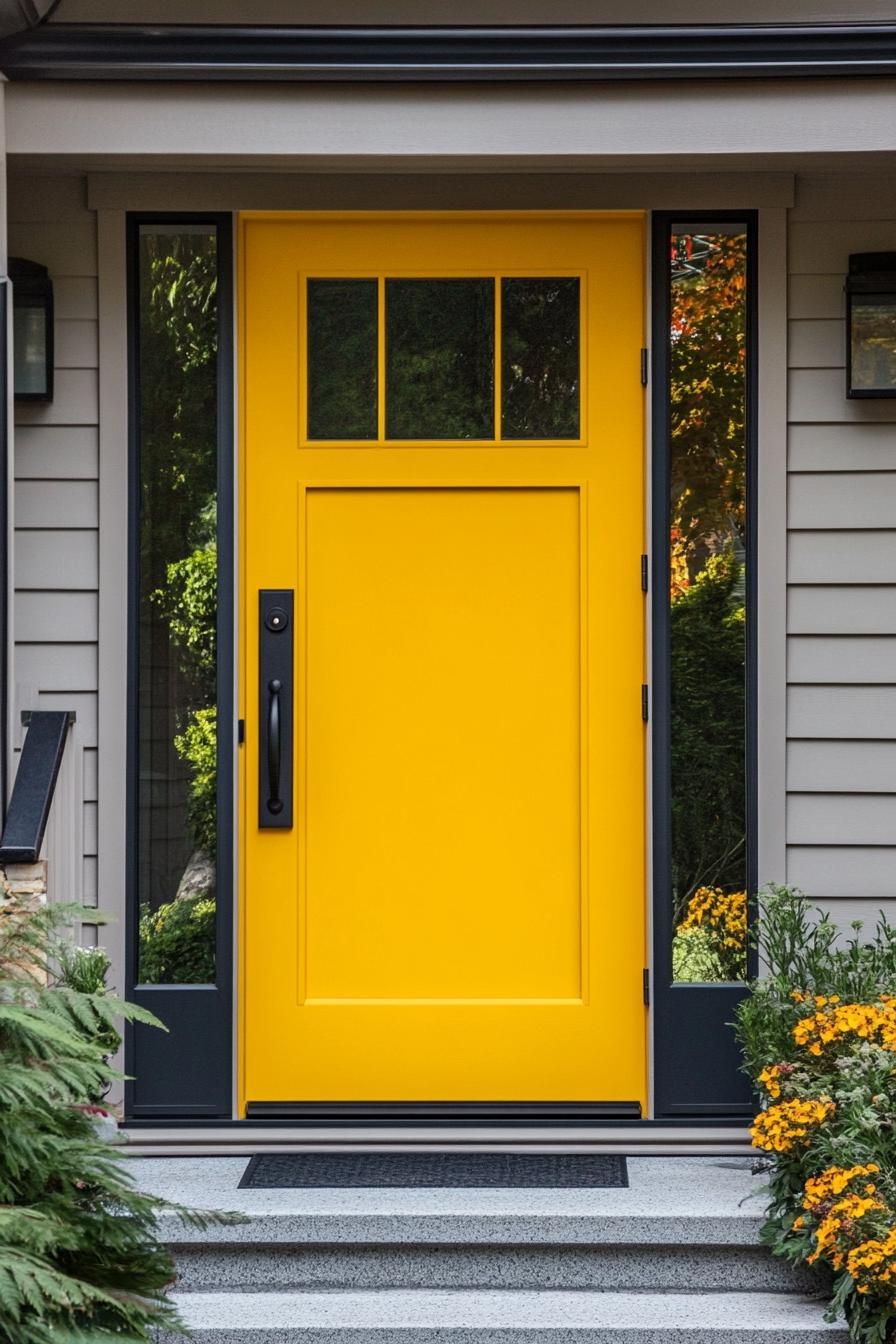 Mustard Yellow Door Paired With Black Hardware - photo 4