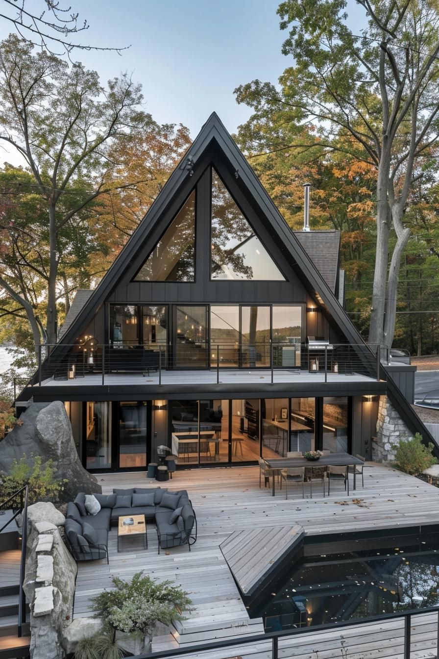 A-frame With a Spacious Outdoor Deck