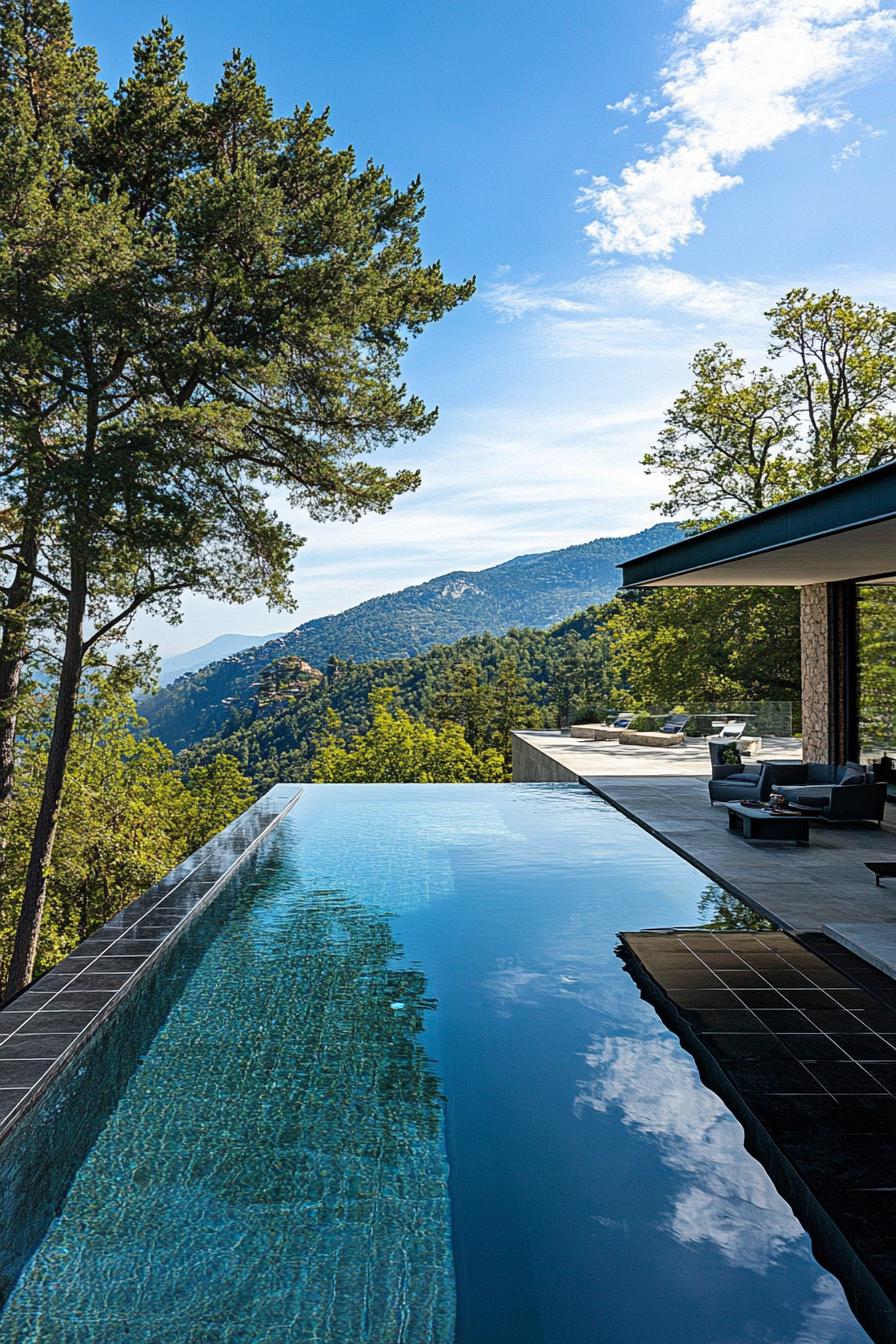 Black-tiled Minimalist Pool With LED Lights