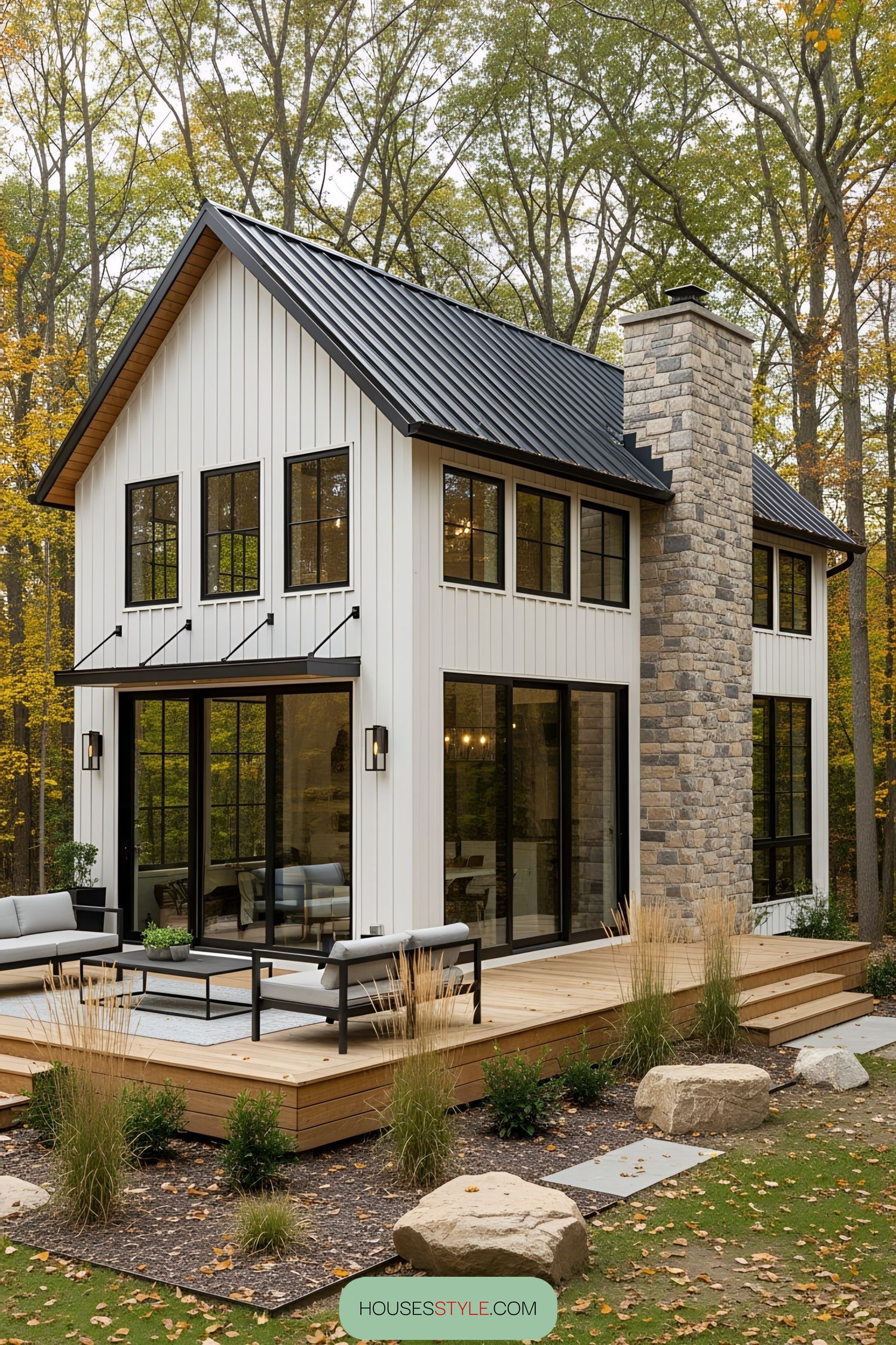 A Cozy Cabin with a Stone Tower