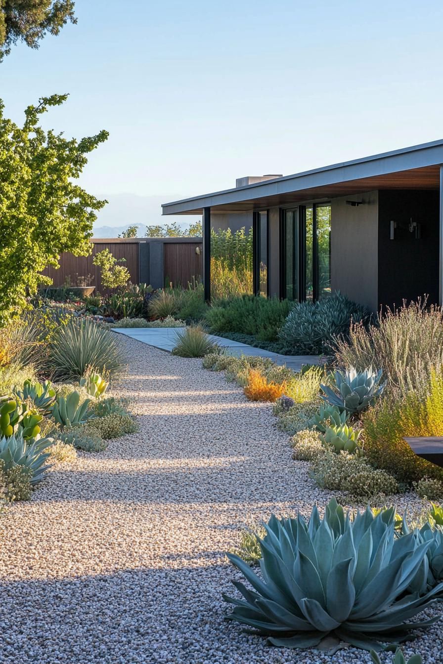 Minimalist Yards With Succulents and Gravel Paths