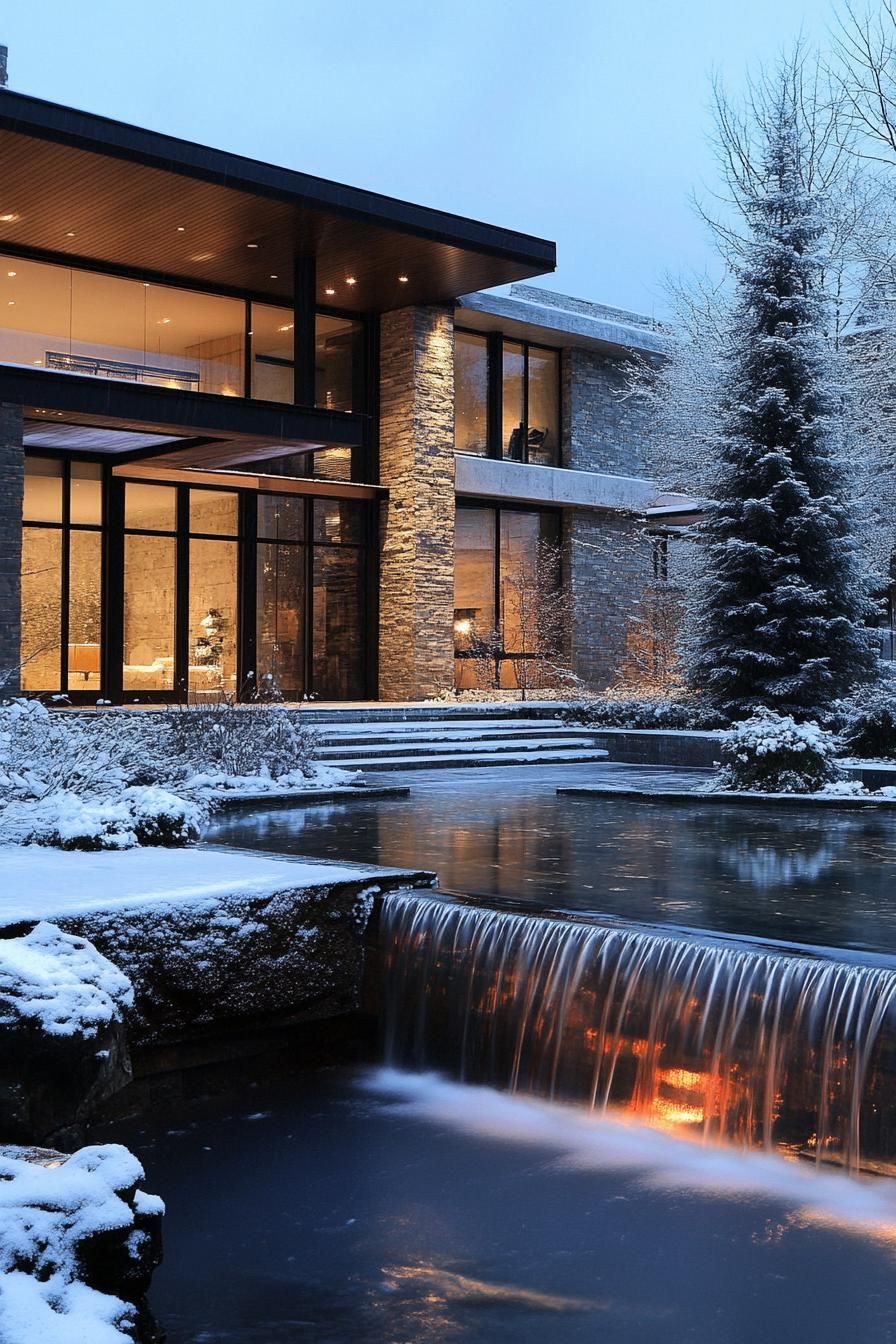 Waterfall-Filled Frosted Villa Design - photo 3