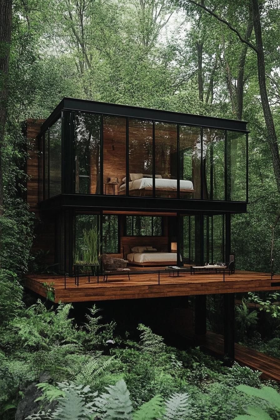 Forest Retreat With Glass Walls